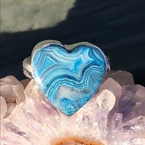 BOUTIQUE LAGUNA LACE AGATE 925 SILVER RING, SIZE 7